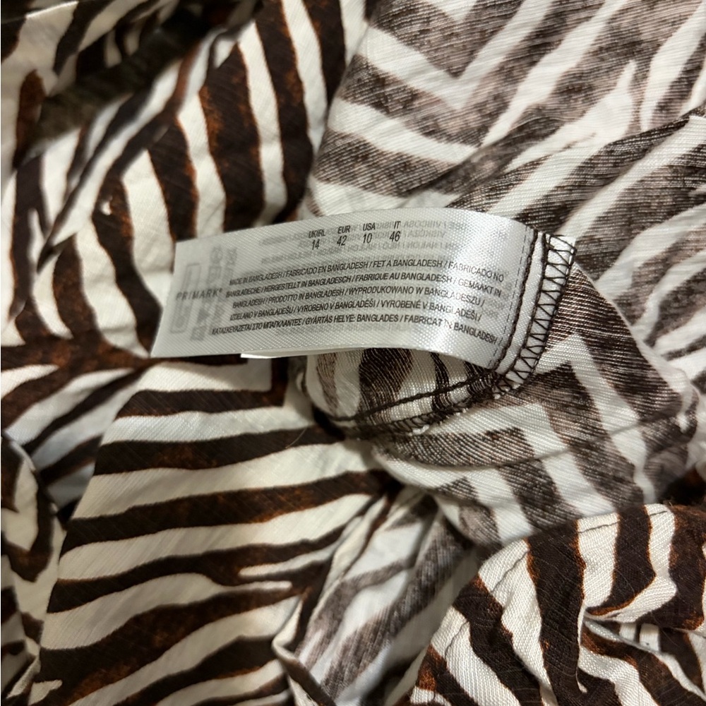 Primark Brown and Cream Zebra Print Midi Dress - Picture 2 of 10